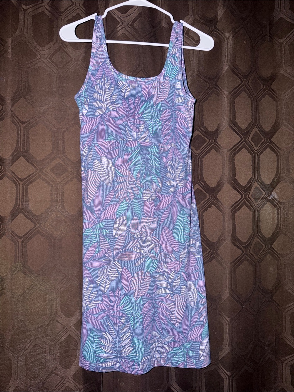Columbia Purple & Teal Leaf-Print Midi Dress